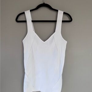 Halogen White Ribbed Tank Top